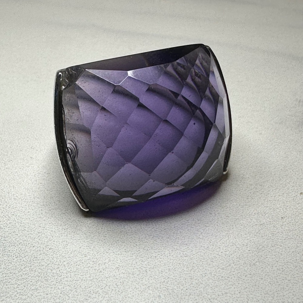 Sterling Silver 925 Purple Faceted Cocktail Ring Statement Jewelry
